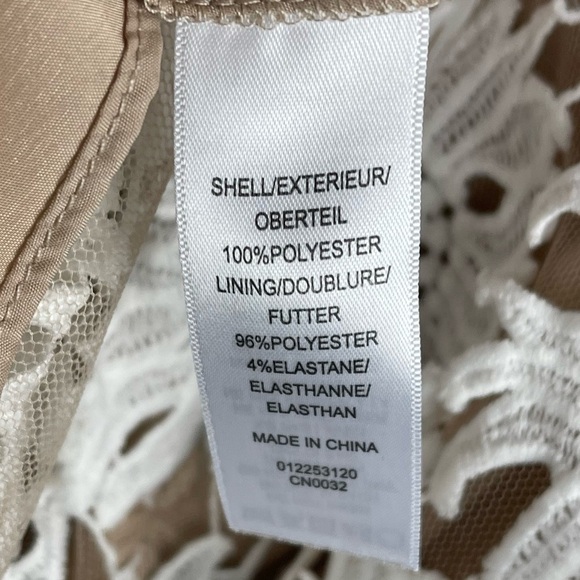 ADRIANNA PAPELL ILLUSION FLORAL SLEEVELESS WHITE NUDE LACE FIT & FLARE DRESS - Picture 15 of 16